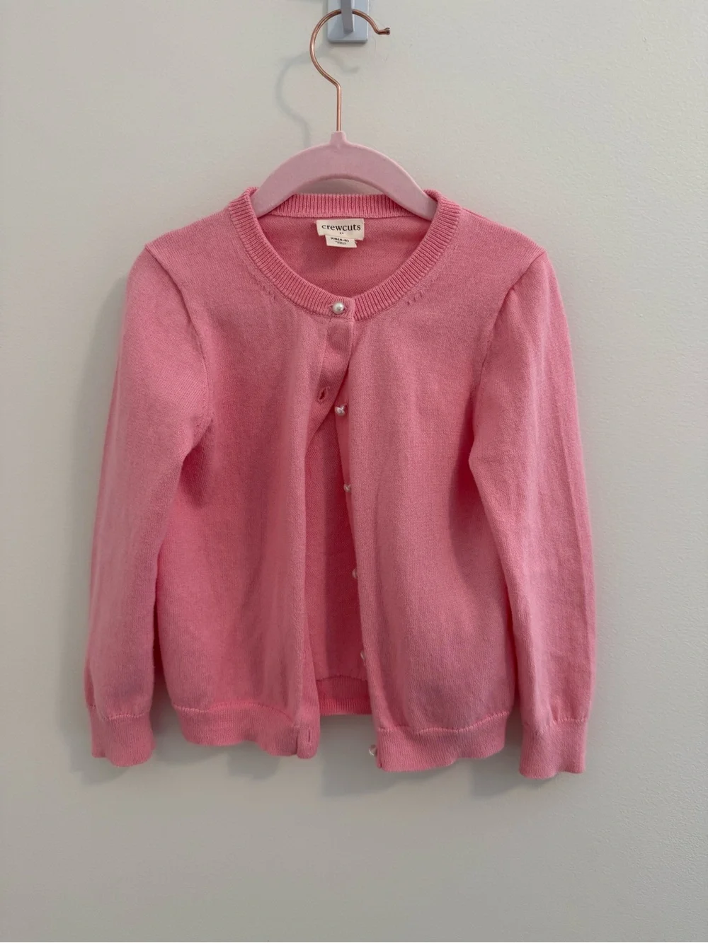 Crewcuts Girls Pearl-Button Pink Knit Cardigan Size 4/5 - Picture 1 of 4